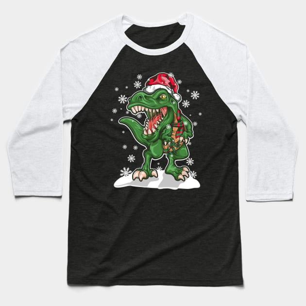 Dinosaur Christmas T Rex Lover Santa Claus Baseball T-Shirt by RAWRTY ANIMALS